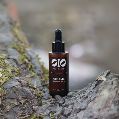 Bottle of organic growth oil